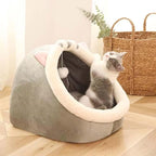 12.9 inch Semi-Enclosed All-Season Cat Bed, Removable and Washable Cat Beds for Indoor Cats, Comfortable Cat House for Cats to Play and Sleep in