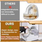 MEWTOGO 19.6in Heated Cat Bed for Indoor Cats - Soft Cozy Washable Cat Warming Bed with Cat Heating Pad, 6 Levels Adjustable Timer & Temp for Pets Up to 15lb Winter Resting and Cat Gifts