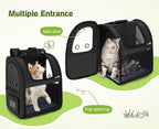 Pecute Pet Carrier Backpack, Large Cat Carrier Backpack, Expandable cat Backpack with Breathable Mesh for Medium Dogs Cats, or 2 Small Pets, Dog Backpack Carrier for Travel Hiking, Black