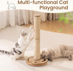 Mewoo Cat Scratching Post, 25'' Tall Cat Scratching Posts with Kitten Toys Cat Ball Track, 3-in-1 Scratch Posts for Indoor Cats, Natural Sisal Cat Scratcher Interactive Toy with Dangling Balls