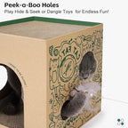 Cardboard Cat House with 2PCS Scratcher Pads Large Cat Scratchers Lounge Bed for Indoor Cats Cat Scratching Board & Cat Scratcher Box for Bunny/Cats Animals.(Green-Graffiti)