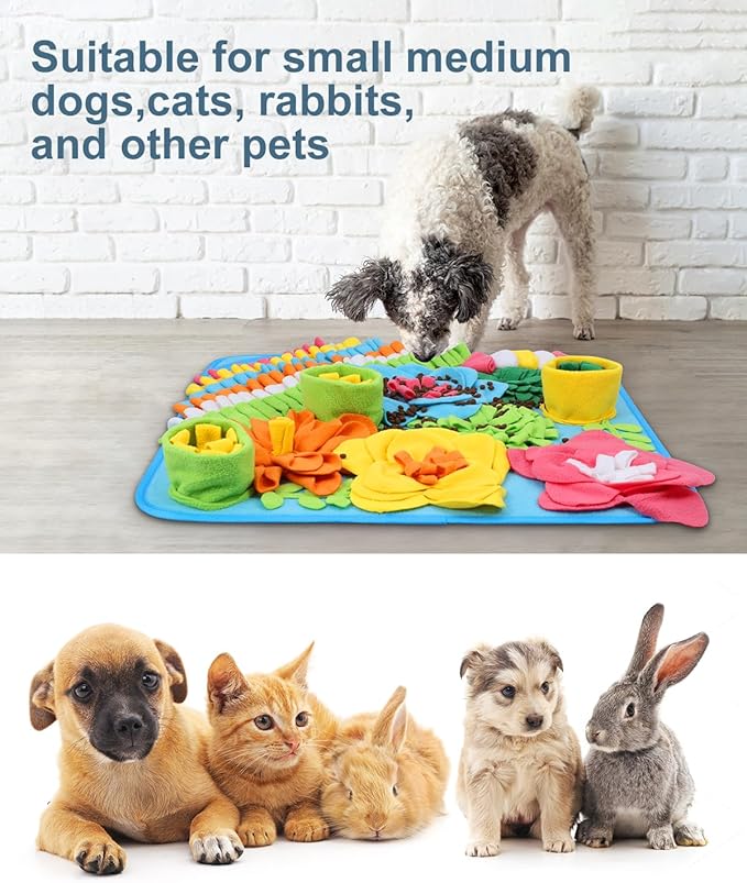 Snuffle Mat for Dogs, Pet Treats Feeding Mat, 20 x 20 inch for Medium & Large, Felt Wool Dog Feeding Mats for Slow Feed, Relieve Anxiety, with Anti-Slip Botton