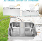 5 Gallon Automatic Dog Water Dispenser, Large Dog Water Bowl Dispenser for Outdoor, Stainless Steel Pet Bowl for Waterer Auto Fill Pet Waterer for Livestock Dogs Cats Chicken Fit 3/4'' GHT Faucet