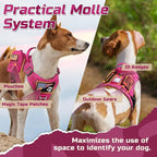 rabbitgoo Tactical Dog Harness for Large Dogs, No Pull Military Service Vest with Handle & Molle, Easy Control for Training Walking, Adjustable Reflective Straps, Rose Red, L