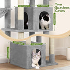 Globlazer Sturdy Cat Tree, 68-inch Large Cat Tower for Indoor Adult Cats 20 lbs Heavy Duty Cat Tree for Big Cats with Extra Large Platform, 5 Scratching Post, S68, Cloud Grey