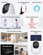 Tenda CP3 Pro 2K Indoor Security Camera with WiFi 6 & AI Baby/Pet Detection – Baby Monitor, Pet Camera for Home, One-Touch Calling, Night Vision, Military-Grade Encryption, No Subscription Needed