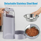 Automatic Cat Feeder Dog Water Bowl Dispenser – 2-Pack Automatic Dog Feeder with Silicone Mat, Pet Toothbrush – Safe Non-BPA Materials – Large Capacity for Small and Medium Animals Grey