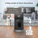 Smart HD Cat Feeder, 2 Way Audio + Voice Recording, Automatic Feeder for Dog with 1080p Night Vision Camera, WiFi App Controlled, Battery Backup, Anti Jam 6L Upto 15 Daily Meals, Black Stainless