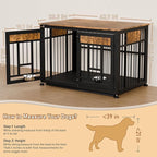 Heavy Duty Dog Crate Furniture for Large Dogs, Decorative Pet House End Table, 42inch Large Wooden Cage Kennel Furniture Indoor for Medium Dog