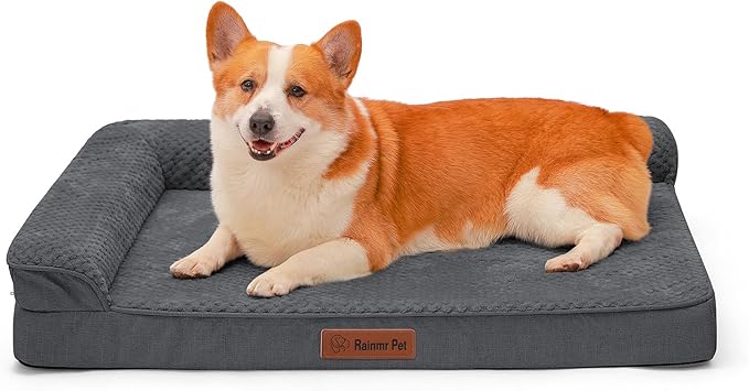 Orthopedic Dog Beds Large Sized Dog, 3 Inch Memory Foam Pet Bed for Medium and Large Dogs, Washable Removable Cover, Nonskid Bottom, Waterproof, 41x27 Inches XL Dark Grey