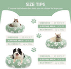 Donut Dog Beds for Small Dogs, Calming Round Cat Beds for Indoor Cats, Cute 3D Textured Paw Pet Bed with Removable Washable Cover and Anti-Slip Bottom（Green，20"）