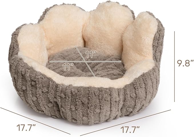 Hollypet Cozy Cat Beds for Indoor Cats - Cute Cactus Pet Beds, Fluffy Puppy Bed, Non-Slip Extra Small Dog Bed, Brown