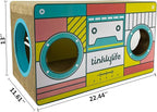 Cat Condo Scratcher Cardboard, Rectangle Shape Stereo Pattern Cat Scratching House Bed, Green Colour