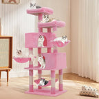 MoNiBloom 58 Inch Cat Tree Tower for Indoor Cats Large Adults, Pink Cat Tower with Scratching Post & Hammock, Pet Play House with Cat Condo, Soft Pink