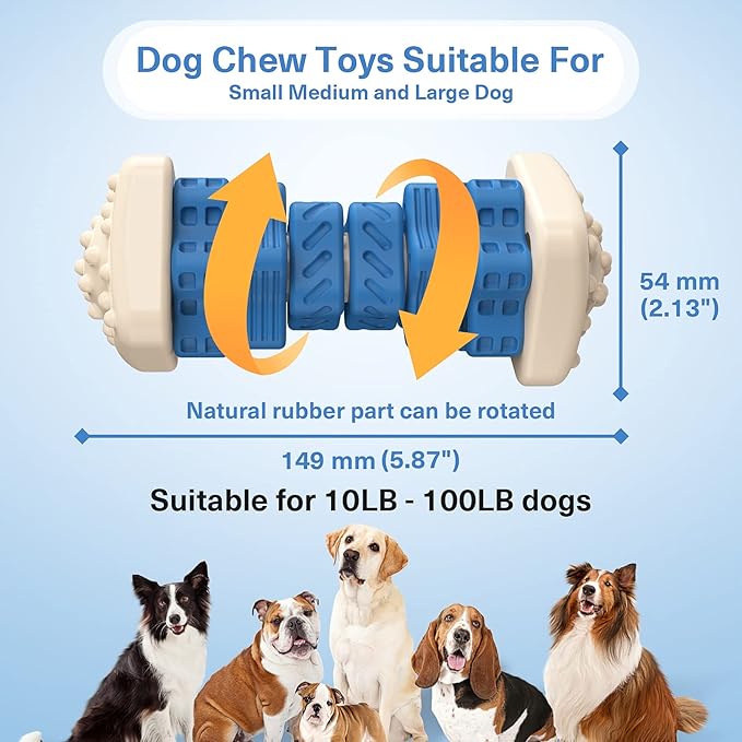 Indestructible Dog Toys for Aggressive Chewers, Tough Dog Chew Toys, Cognitive Dog Toys with Beef Flavor, Enrichment Toys for Dogs for Large Medium Small Dogs