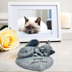 Personalized Cat Memorial Garden Statue, Angel Design, Pet Grave Marker with Engraved Name and Date