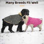Queenmore Dog Winter Coat - Fleece Jacket, Waterproof Cold Weather Dog Clothes, Thick Warm Cotton Padding, Easy On Storage Pockets (Pink, X-Small)