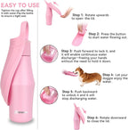 27 OZ Dog Water Bottle Portable Stainless Steel Convenient Pet Water Dispenser, Leak Proof Puppy Travel Water Bowl for Dog Outdoor Walking, Hiking, Perfect Size for All Dog Breeds, Pink