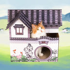 SMILE PAWS Cat Beds for Indoor Cats, Cardboard House with Scratchers, Tea House, Large Sturdy Cat Furniture Condo Cave Tent, Easy to Assemble Pet Toys Accessories Stuffs, Bunny Small Animals