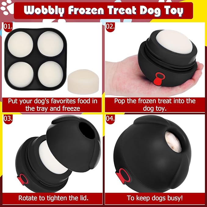 Yipetor Interactive Treat Dispensing Dog Toys, Heavy Duty Frozen Dog Treat Ball - Slow Feeding Puppy Lick Bowl Tough Chew Toy for Large Medium Dogs to Keep Them Busy/Relief Anxiety/Puzzle Stimulate