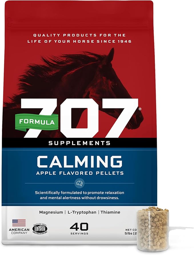 Formula 707 Calming Equine Supplement 5LB Bag – Anxiety Relief and Enhanced Focus for Horses – L-Tryptophan, Thiamine & Magnesium
