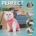 Avont Cat Recovery Suit - Kitten Onesie for Cats After Surgery, Cone of Shame Alternative Surgical Spay Suit for Female Cat, Post-Surgery or Skin Diseases Protection -Pink(L)