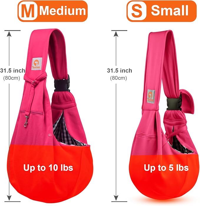 Tomkas Dog Sling Carrier for Small Dogs Puppy Carrier for Small Dogs (Rose red, for Pets Weight 2-7 lbs)