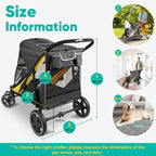 Petbobi Dog Stroller for Medium Dogs - Easy Fold Dual Entry Pet Stroller with One-Foot Brake, All Terrain Wagon Cart with Large Air Mesh, Ideal for Large Senior Pets up to 80 lbs, Black