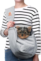 Tomkas Small Dog Sling Carrier - Zipper Pocket & Classic Strap - for 3-10 lbs Pets(Grey)