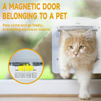 4 Way Locking Weatherproof Pet Gate - Cat & Dog Door for Sliding Glass Door (12.7''x11'', Inter Size 8.7''x7.9'')