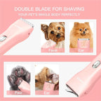 2 in 1 Prowerful Home Professional Dog Grooming Kit Clipper Low Noise USB Rechargeable Gifts for Dog Cat Pink,MTS006