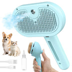 Spray Cat Brush for Shedding, Static & Tangled Hair - Self Cleaning, Long & Short Hair Pets Grooming Brush (Blue)
