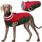 FUAMEY Dog Coat for Large Dogs,Waterproof Dog Winter Jacket with Harness Built in Puppy Cold Weather Coats Reflective Pet Vest with Zipper Warm Fleece Dogs Snowsuit Windproof Christmas XXXL