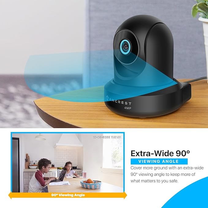 Amcrest 4MP ProHD Indoor WiFi, Security IP Camera with Pan/Tilt, Two-Way Audio, Night Vision, Remote Viewing, 4-Megapixel @30FPS, Wide 90° FOV, IP4M-1041B (Black)