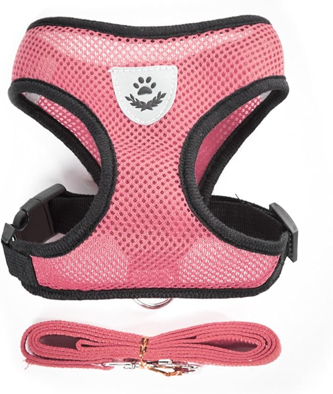 shudyear Summer cat Chest Harness and Leash, Anti-Escape Adjustable Soft mesh cat Leash and Chest Harness Set for All Types of Cats cat Vests (Size XL,Pink)