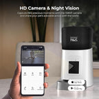 Smart HD Cat Feeder, 2 Way Audio + Voice Recording, Automatic Feeder for Dog with 1080p Night Vision Camera, WiFi App Controlled, Battery Backup, Anti Jam 6L Upto 15 Daily Meals, White Stainless