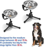 2 Pack Elevated Bowls With Adjustable Metal Stand, Medium Size for Dogs 30-70 lbs, 0.5 Gal 2 Liter, Stainless Steel Food Water Bowl, Height Adjustable Non-Slip Raised Set