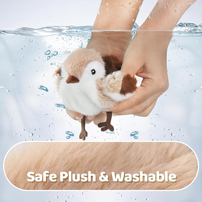 Rechargeable Cat Toys Flapping Bird，Touch-Activated Interactive Toy with Lifelike Chirp for Indoor Cats & Kittens Exercise （Sparrow）