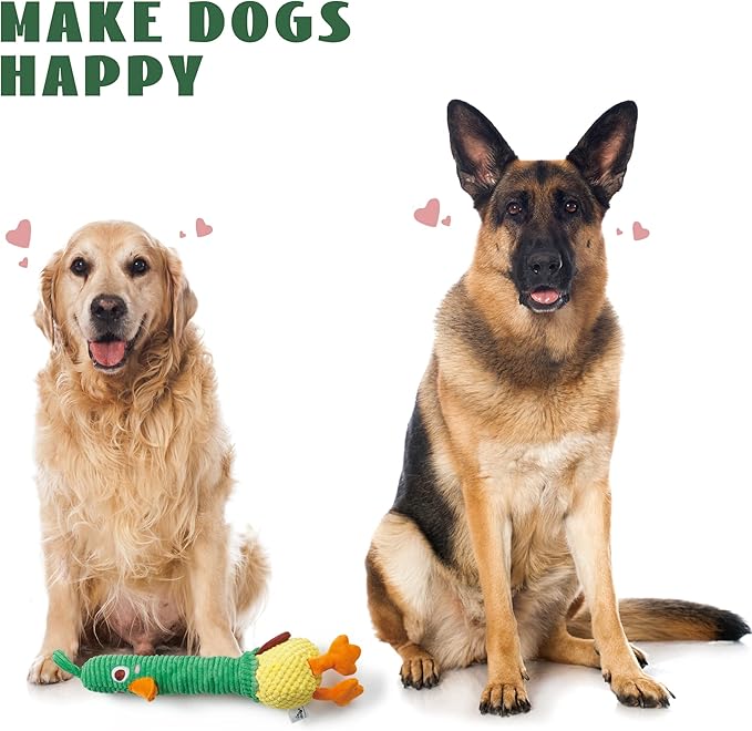 Nocciola 2 in 1 Duck Dog Toy with a Large Rubber Squeaker - Durable Stuffed Squeaky Crinkle Chew Toys for Aggressive Chewers, Medium and Large Breeds