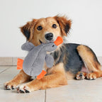 EXPAWLORER Plush Squeaky Duck Dog Toy - Soft Stuffed Cute Duck, Best Birthday Gift Interactive Filled Chew Toys for Small Medium Large Dogs Puppy Biting Training Teething, Grey