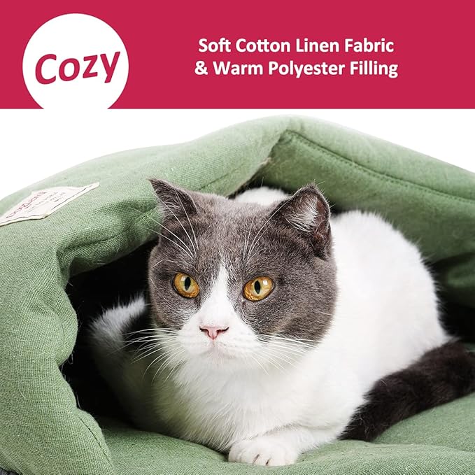 Pet Cat Sleeping Bag, Cute Cat Cave Bed Hideaway for Indoor Cats Washable Covered Cozy Soft Warming Durable Fabric Burrow Napper Pocket Bed Cat Nest Snuggle Sack for Puppy Kitten