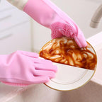 Pet Grooming Gloves，Heat-Resistant Silicone Gloves with High-Density Teeth for Enhanced Massaging and Bathing of Dogs and Cats (Pink, 1 Pair)