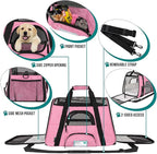 PetAmi Airline Approved Pet Carrier for Cat, Soft Sided Dog Carrier for Small Dogs, Cat Travel Supplies Accessories for Indoor Cats, Ventilated Pet Carrying Bag Medium Large Kitten Puppy, Small Pink