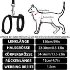 PUPTECK Adjustable Cat Harness and Leash Set Escape Proof Kitten Strap Collar for Walking Travel, Black, M