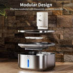 Cordless Cat Water Fountain Stainless Steel: 108 oz/3.2L Water Fountain for Cats Dogs Indoor - Battery Operated Pet Water Fountain Rechargeable - Automatic Cat Water Dispenser with Motion Sensor