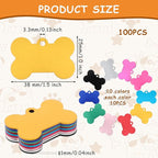 100 Pcs Blank Dog Tags for Engraving 38mm Pet ID Tags Aluminum Bone Shape Name Tag Colorful Double Stamping Dog Cat Phone Number Tag Collar Pendants with Hole