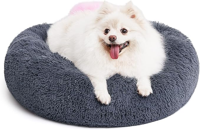 MIXJOY Orthopedic Dog Bed Comfortable Donut Cuddler Round Pet Beds Ultra Soft Washable Dog and Cat Cushion Bed (20''/23''/30'') (23'', Grey-Blue)