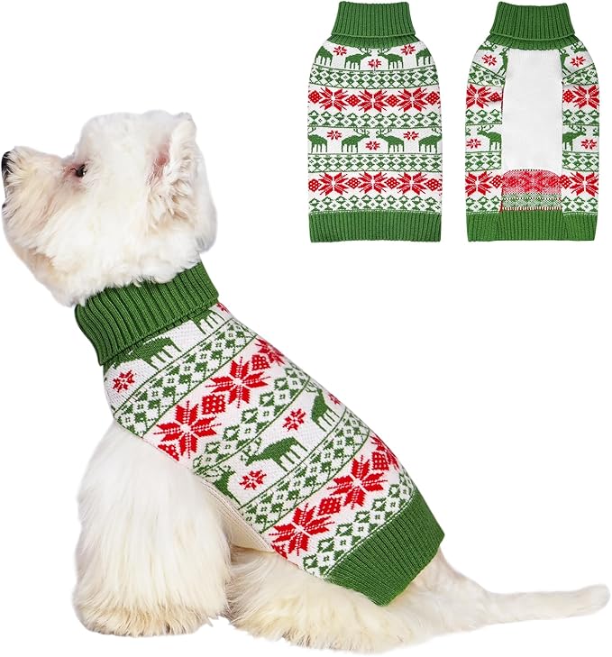 KYEESE Dog Christmas Sweater Small Dog Christmas Sweater Warm Dog Clothes Stretchy Dog Coats Soft Dog Sweater for Small Dogs Male Puppy Sweater Warm Dog Christmas Outfit