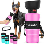 lesotc Dog Water Bottle, Portable Water Dispenser with Travel Water Bowl, Leak Proof Pet Travel Squeeze Bottle, Puppy Essentials Dog Stuff Accessories for Outdoor Walking, Hiking, Camping