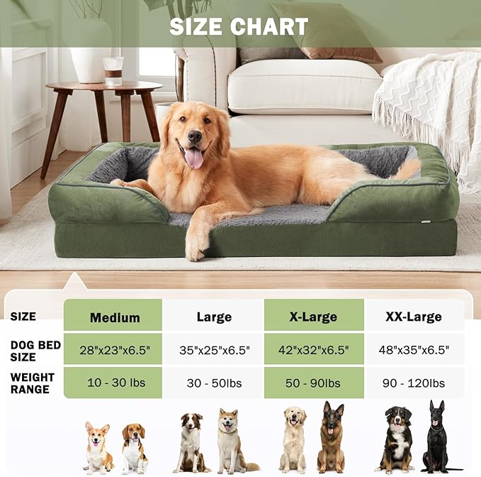 INVENHO Orthopedic Dog Bed for Extra Large Dogs, XXL Egg-Crate Foam Dog Couch with Washable Removable Cover, Waterproof Lining and Nonskid Bottom